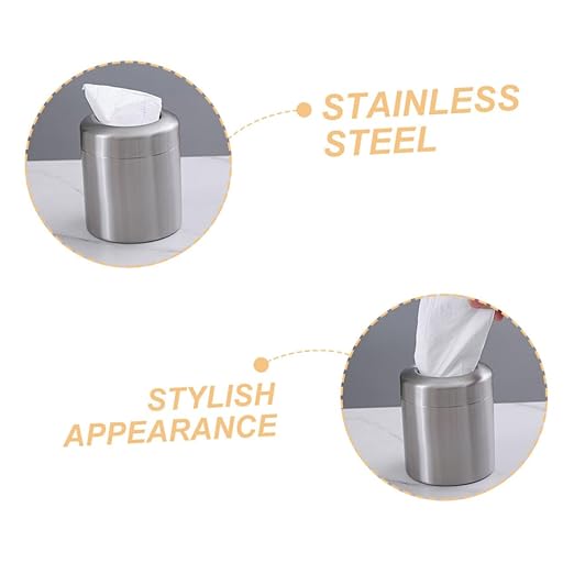 Small Stainless Steel Trash Can for Office and Bathroom Compact Recycling Bin Space-Saving Design for Desk Stylish Wastebasket for Home Decor