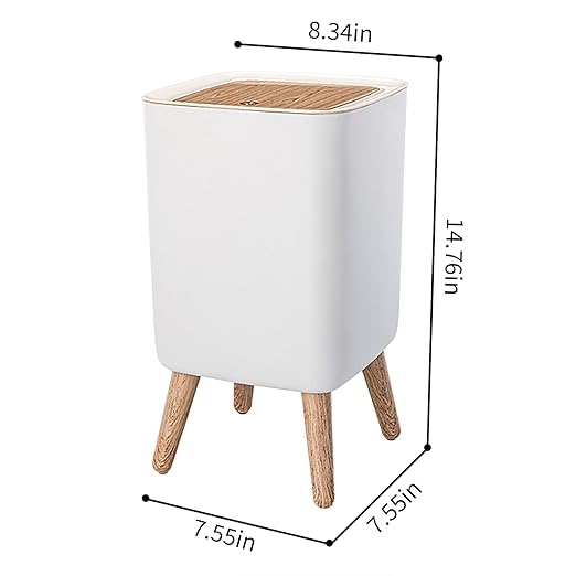 WanWanKa Mini White Plastic Trash Can 2.6 Gallon Capacity Slim Design Anti-Odor Easy to Clean Suitable for Any Place