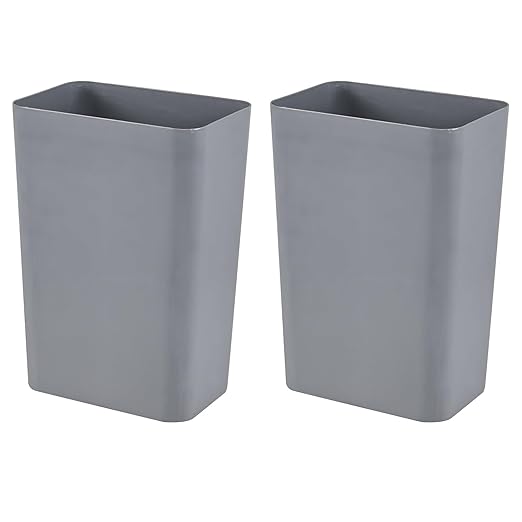2-Pack Small Trash Can Plastic Bathroom Wastebasket 3 Gallon Slim Garbage Container Bin for Home Kitchen Bathroom Bedroom Office (Gray)