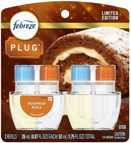 Febreze Odor-Fighting Fade Defy Plug Air Freshener - Pumpkin Roll Scent - (2) of 0.87 fl oz Refills