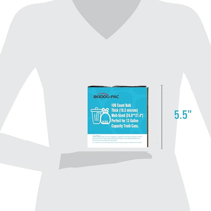 13 Gallon Trash Bags Drawstring 100 Count Bulk Black &amp Unscented Garbage Bags Multi-purpose Tall Kitchen Trash Bags Can Liners for Business Home Commercial and Industrial