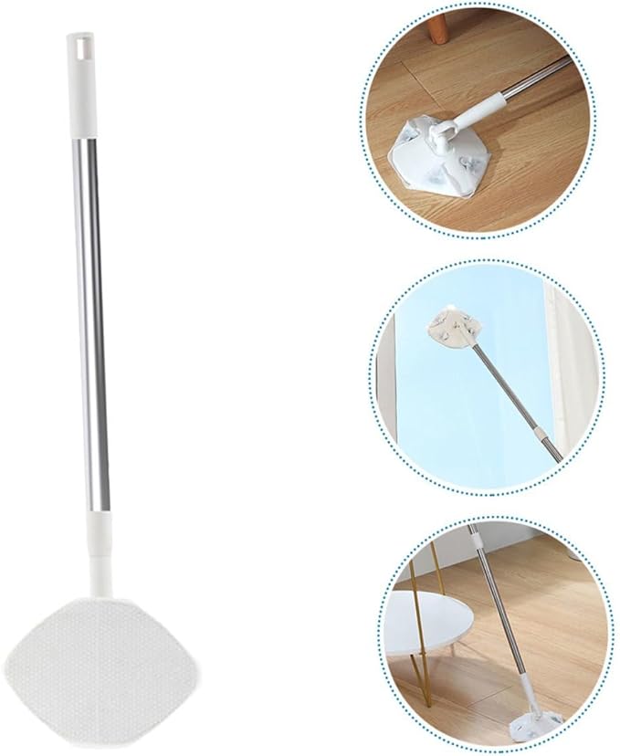 Rotating Dust Mop with Washable Pads Triangle Shape Dust Sweeper for Home Cleaning with Dry Facial Cleansing Portable and Easy-to-use