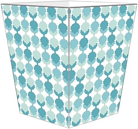 Marye-Kelley-Blue Mod Wastepaper Basket Wastebasket Decoupage Wood Decorative Wastebasket for Kitchen Bathroom Bedroom Living Room Handmade Made in The USA