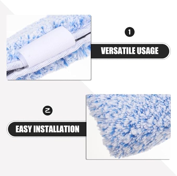 OUNONA Replacement Window Scrubber Pads 4-Pack Reusable Microfiber Cleaning Sleeves for Glass Windows Bathroom Mirrors and Tabletops 14.17X2.75X2.75 Inches
