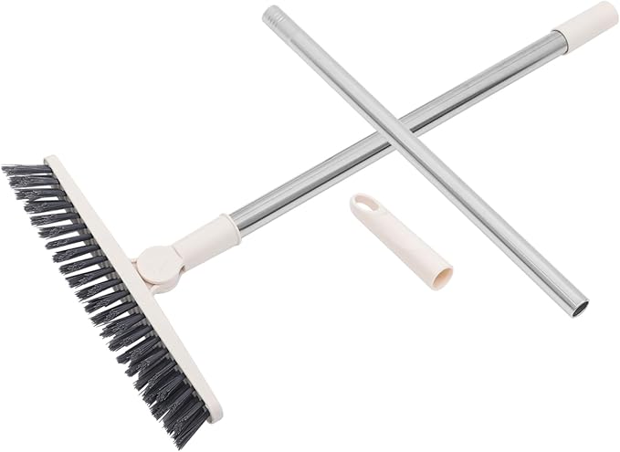 2pcs Rotatable Long Handle Floor Scrub Brush for Deep Cleaning Grout Window Tracks and Tight Spaces Hard Bristles for Bathroom and Kitchen Use