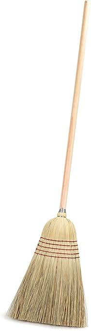 Carlisle FoodService Products 4134967 Corn Blend Warehouse Broom Straw with Wood Handle 10 Bristle Trim 55 Length Natural (Case of 12)