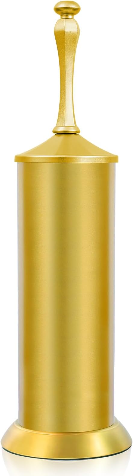 Brass Toilet Brush and HolderExtra Long Handled Gold Toilet Brush for BathroomStainless Steel Heavy Duty Toilet Bowl BrushDeep Cleaning Modern Toilet Cleaner Brush -Space Saving Covered Brush