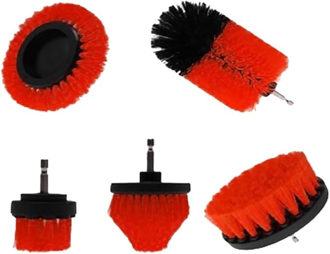 Electric Drillbrush Nylon Round Cleaning Brush Compatible with Bathtub Carpet Glass Tires Toilet Floors Rust Remover Cleaner Kit 22pcs(Red 5pcs)