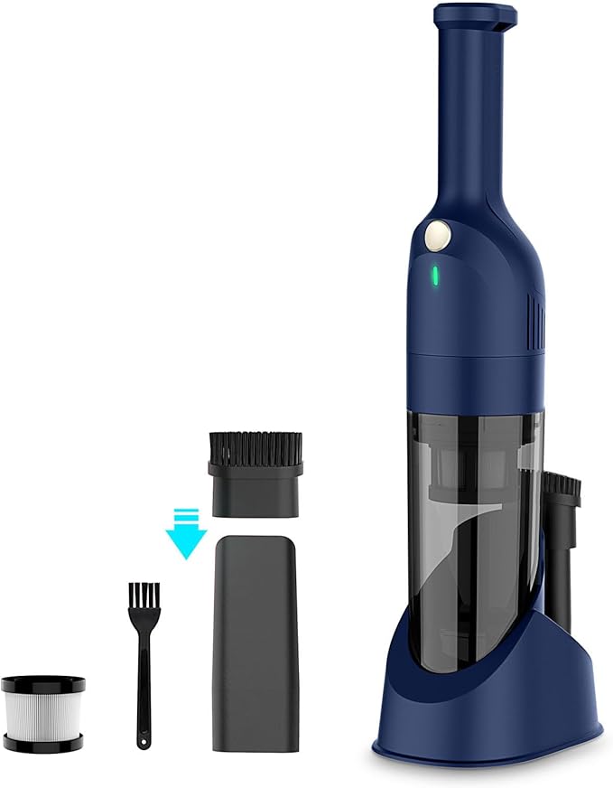 Handheld Vacuum Cordless Rechargeable Car Vacuum Cleaner with 30 Mins Runtime Mini Hand Vacuum with 10000 Pa Powerful Suction Portable Hand Held Vacuum for Car Pet Hair Hardwood Floor Home (Azure)