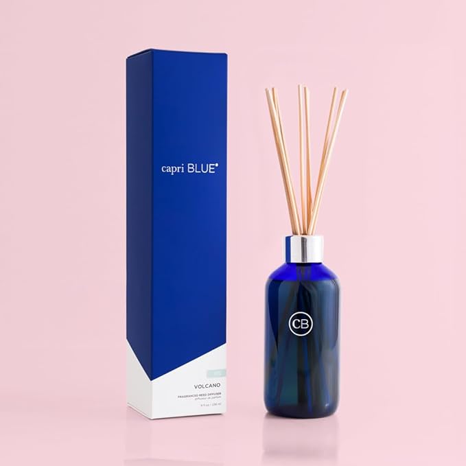 Capri Blue Volcano Reed Diffuser Set - Includes Reed Diffuser Sticks Fragrance Oil and Glass Bottle - Luxury Scented Room Fresheners - Cobalt Blue (8 fl oz)