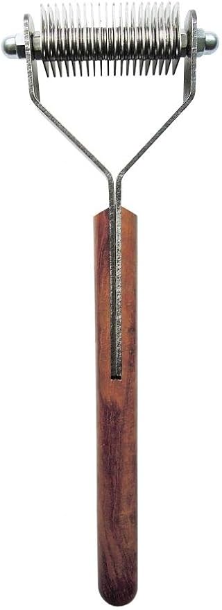 Mars Coat King Dematting Undercoat Grooming Rake Stripper Tool for Dogs and Cats Stainless Steel with Wooden Handle for Thick Coats 20-Blade Stripper for Groomers Pet Owners