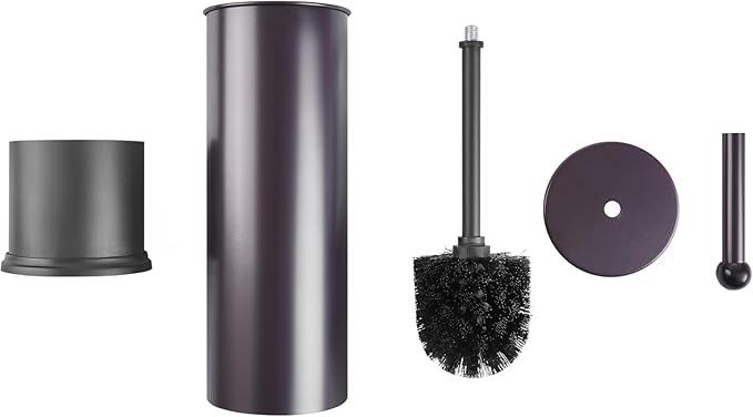 Stainless Steel Toilet Paper Canister and Toilet Brush Case Set (Bronze Set of 2)