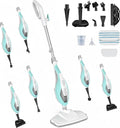 Simple Deluxe 10-in-1 Steam Mop 1550W Detachable Handheld Steam Cleaner with 16FT Cord &amp 2 Pads Multi-Surface Floor Steamer for Hardwood Tile Carpet Windows Green