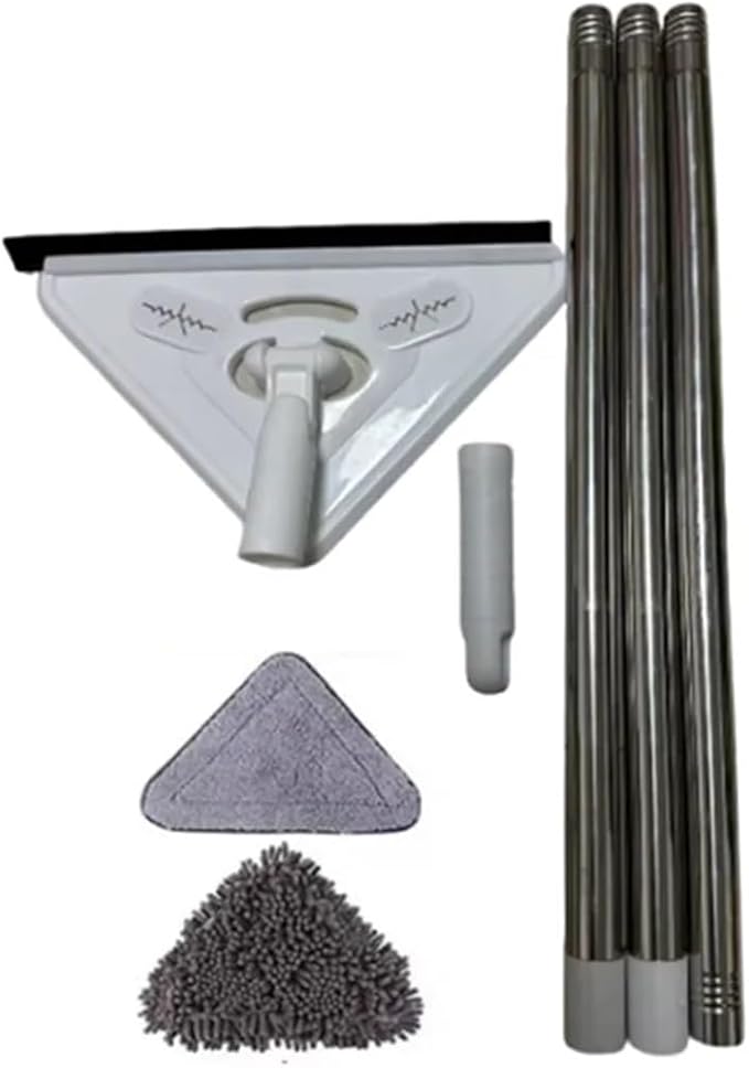 3/5PCS Extended mop Large Triangular with Thickened Rod for Wiping Glass Ceiling Cleaning Bathroom Kitchen Ceramic ti(1 mop 2 mops)