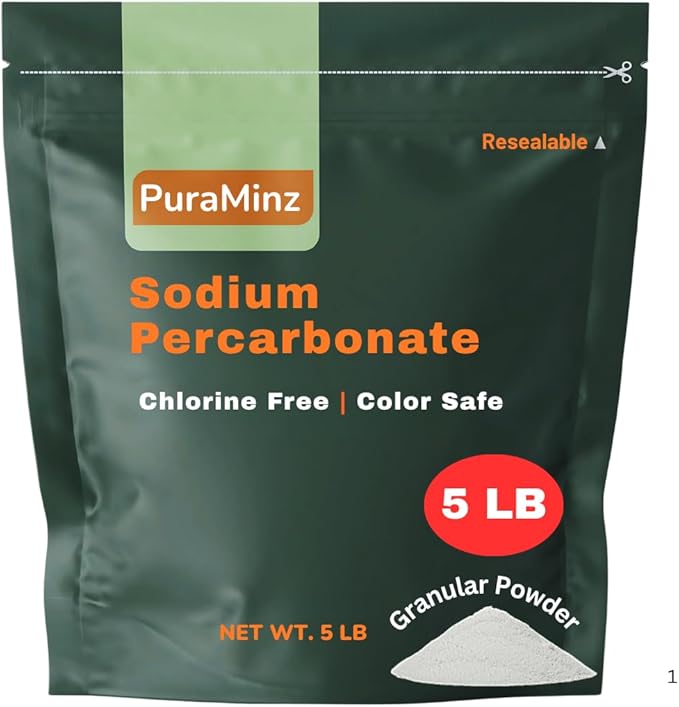 Sodium Percarbonate 99.9% Pure Oxygen Bleach Powder Stain Remover Whitener Non-Chlorine Detergent Booster Fragrance Free Dishwasher Cleaner and Deodorizer 5 lbs (80 oz) Pack of 1
