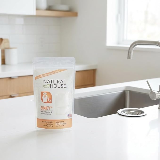 Natural House Sinky - Probiotic Garbage Disposal &amp Drain Cleaner Pods - Breaks Down Grease - Citrus Scent - Septic Safe - 120 Count