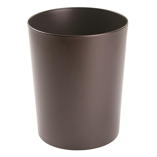 mDesign Round Metal Small 1.7 Gallon Recycle Trash Can Wastebasket Garbage Container Bin for Bathrooms Kitchen Bedroom Home Office - Durable Stainless Steel - Mirri Collection - Bronze