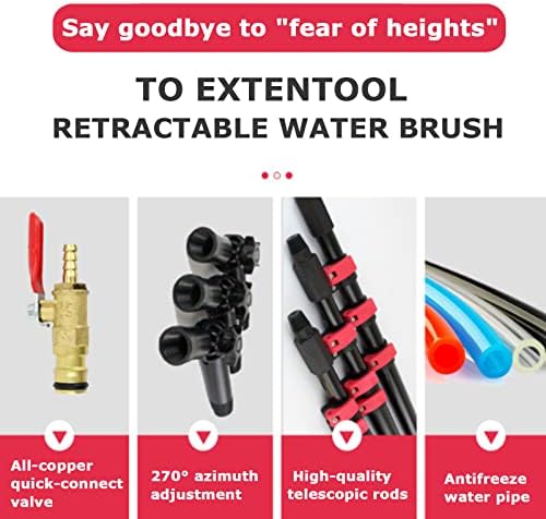 Glass Cleaning Brush Home Water Fed Telescopic Pole Kit Solar Panel Brush Rotating for Photovoltaic PanelWindow Cleaning Brush Window Washing Pole 29Ft/9M Water Fed Pole Kit Outdoor Windo