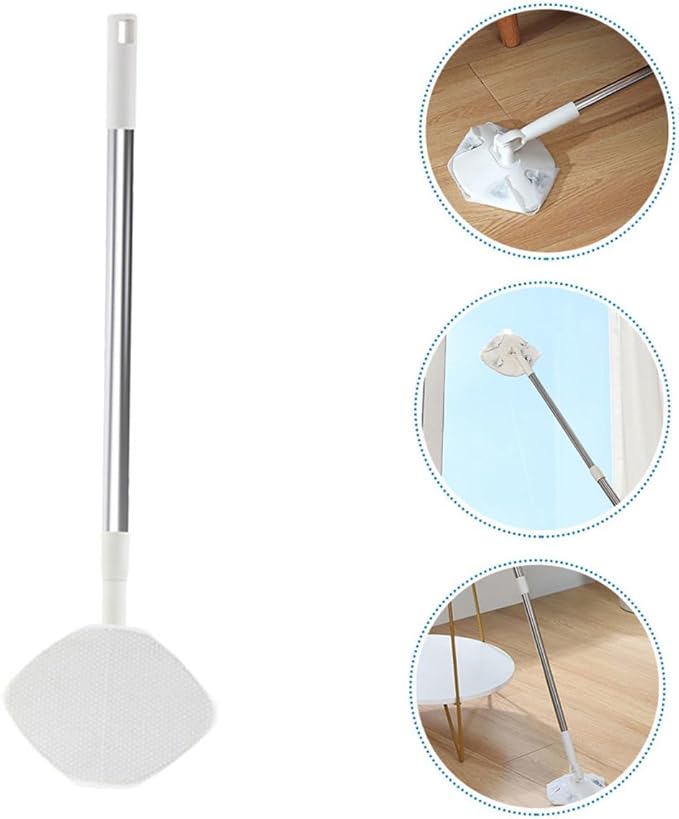 Rotating Dust Mop for Hardwood Floors with No-wash Design and Dry Cleaning Cloth Triangle Shape Microfiber Floor Mop for Home Use and Efficient Dust Removal