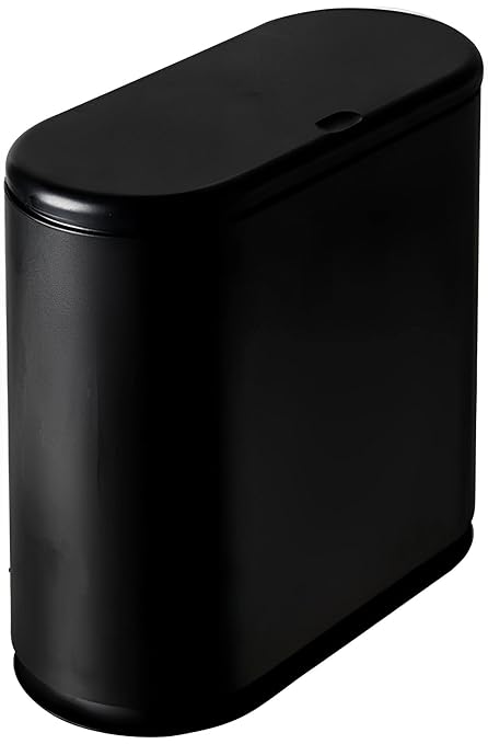 Sooyee 10 Liter Rectangular Plastic Trash Can Wastebasket with Press Type Lid2.4 Gallon Garbage Container Bin for BathroomPowder RoomBedroomKitchenCraft RoomOffice (Black)