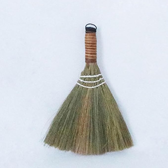 Housoutil 2pcs Household Cleaning Broom Set Handle Woven Soft Bristle Dust Brush for Home and Desktop Use Handcrafted Lightweight Kitchen and Living Room Sweeping Tools