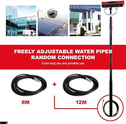Window Cleaner with Telescopic Handle Photovoltaic Cleaning Telescopic Pole Telescopic Washing Brush Cleaning for Photovoltaic Solar Panels Windows55cm Brush20FT