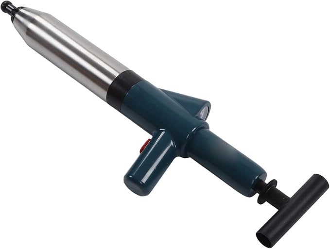 Air Pressure Drain Unblocker High Efficiency Stainless Steel Drain Plunger with Pressure Indicator for Toilets Sinks Floor Drains Home Kitchen Bathroom Unclogging Tool Gree