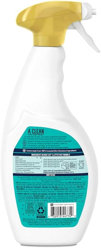 Seventh Generation Tub &amp Tile Cleaner Emerald Cypress &amp Fir Scent 26 Fluid Ounce (Pack of 8)