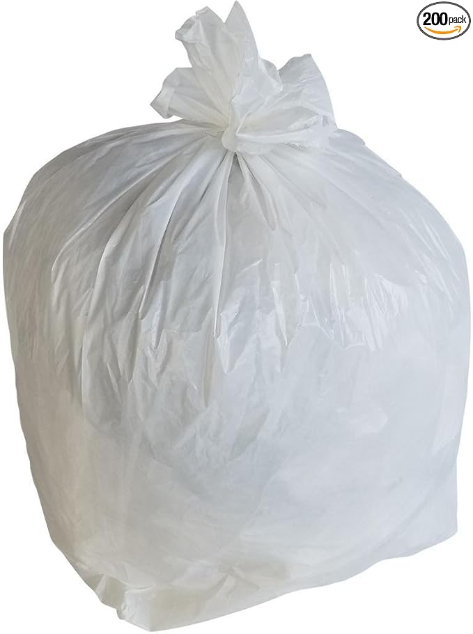 PlasticMill Heavy Duty Trash Bags - White Garbage Bags - Plastic Trash Bags - Tall Trash Bags Trash Can Liners - 20-30 Gallon Large Kitchen Trash Bags 0.7 Mil 30x36 (200-Count)