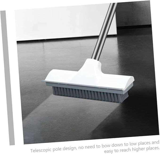 BESTYASH Long Handle Bathroom Floor Scrubber Brush with Hard Bristles and Scraper Cleaning Area Tile and Grout Brush for Efficient Home Cleaning