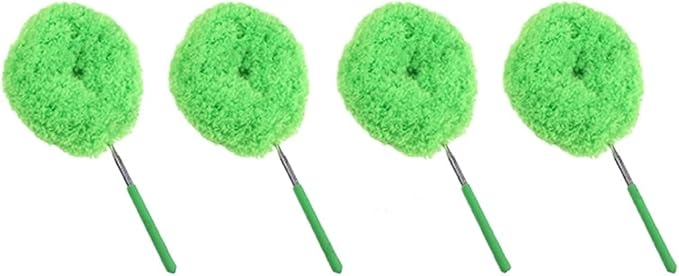 Reusable Microfibre Ceiling Fan Duster Dusting Dust Blade Cleaning Adjustable Length Household Tool(Green-4PCS)