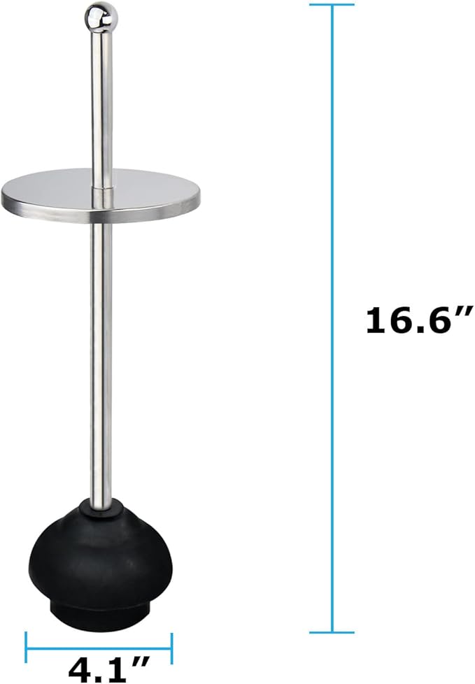 Blue Donuts Toilet Plunger with Holder for Bathroom Multi Drain Suitable Also for Bathtubs Quick Dry (Chrome)