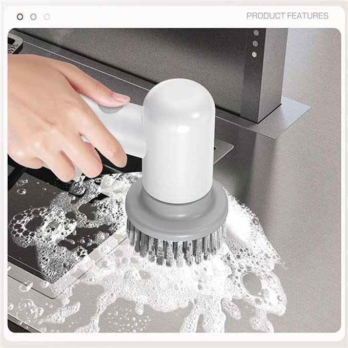 Power Spin Scrubber Cordless Handheld Power Scrubber with 4 Replaceable Brush Heads Rechargeable Scrubber for Bathroom Tub Sink Kitchen Dishes Tile Window Floor Grout Whit