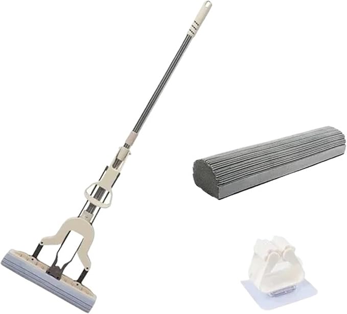 Squeeze Self-draining Collodion Mop Wood Floor Tiles Spin Household Cleaning Tools to Clean Walls and Ceilings(1Mmop 1head)