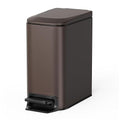 Cesun Small Bathroom Trash Can with Lid Soft Close Step Pedal 6 Liter / 1.6 Gallon Stainless Steel Garbage Can with Removable Inner Bucket Anti-Fingerprint Finish (Brown)