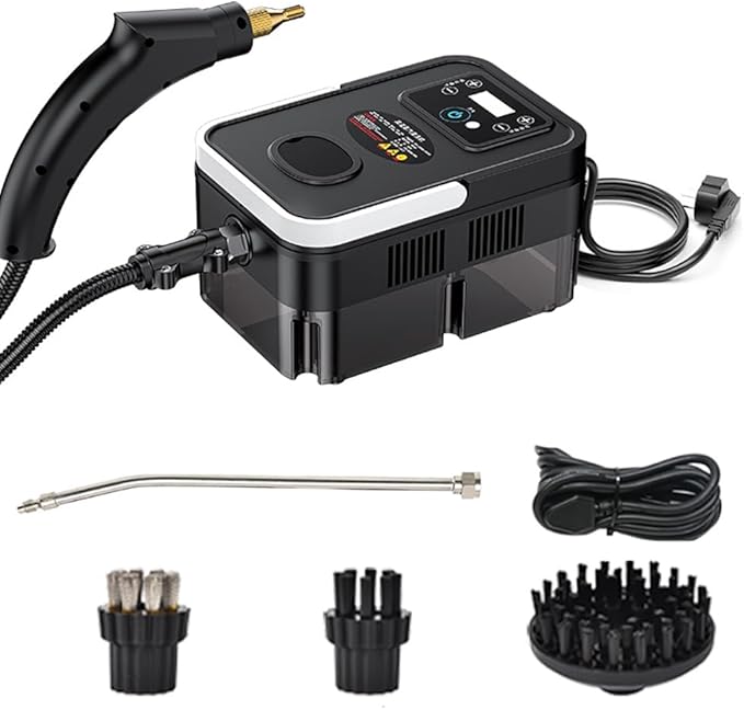 Handheld Steam Cleaner 1600w High-Pressure and High-Temperature Steam 3 Adjustable Speeds for Multi-Functional Cleaning 1200ml Large-Capacity Water Tank (Black)