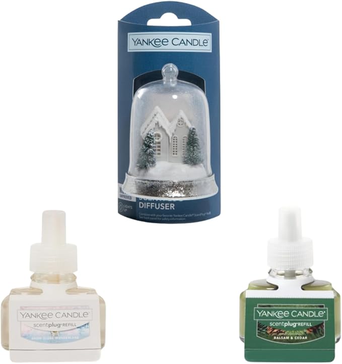 Yankee Candle Winter Forest Variety Pack - Scent Plug Diffuser Twinkle Home With Light Sensor Scent Plug Refill Snow Globe Wonderland and Balsam &amp Cedar Variety Pack