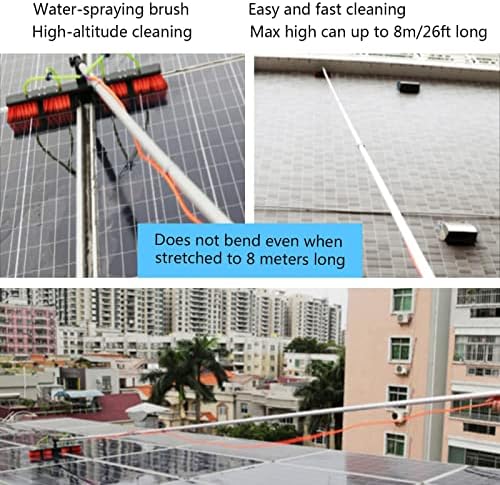 Glass Cleaning Brush Home Water Fed Telescopic Pole Kit Solar Panel Brush Rotating for Photovoltaic PanelWater Fed Pole Kit Telescopic Window Cleaner Water Wash Brush Kit(5.4M-10.8M) Wind