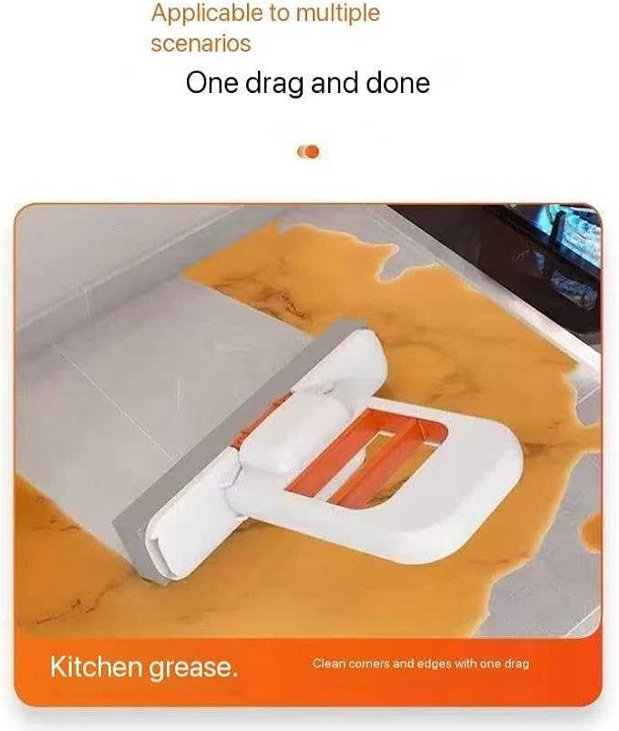 Foldable Push-Pull Cleaning Mop White and Orange Dual-Use Floor Cleaner with Wall Mount One-Handed Operation Space-Saving Design