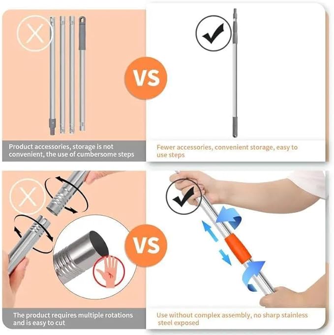 Wall Cleaner Mop with Long Handle 69 Inches Adjustable Ceiling Cleaning Tool Duster Extendable Long Handle Baseboard Cleaning Duster Ceiling Fan Blade Cleaner Duster