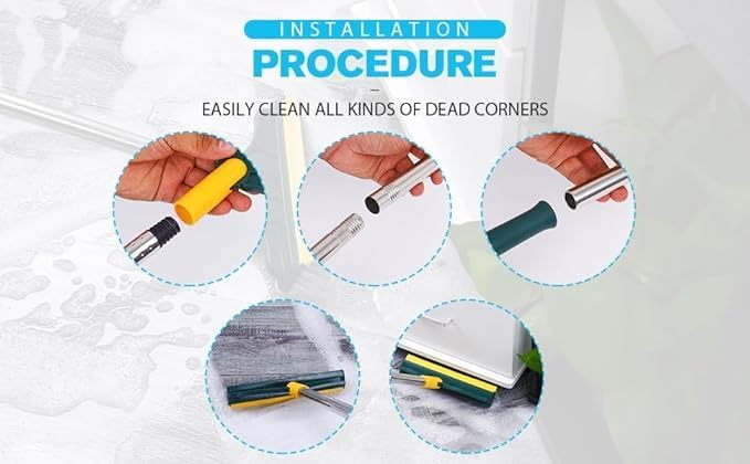 Bathroom Cleaning Brush with Wiper 2 in 1 Tiles Cleaning Brush with Long Handle 120° Rotate Bathroom Floor Floor Scrub Bathroom Brush Home (Yellow)