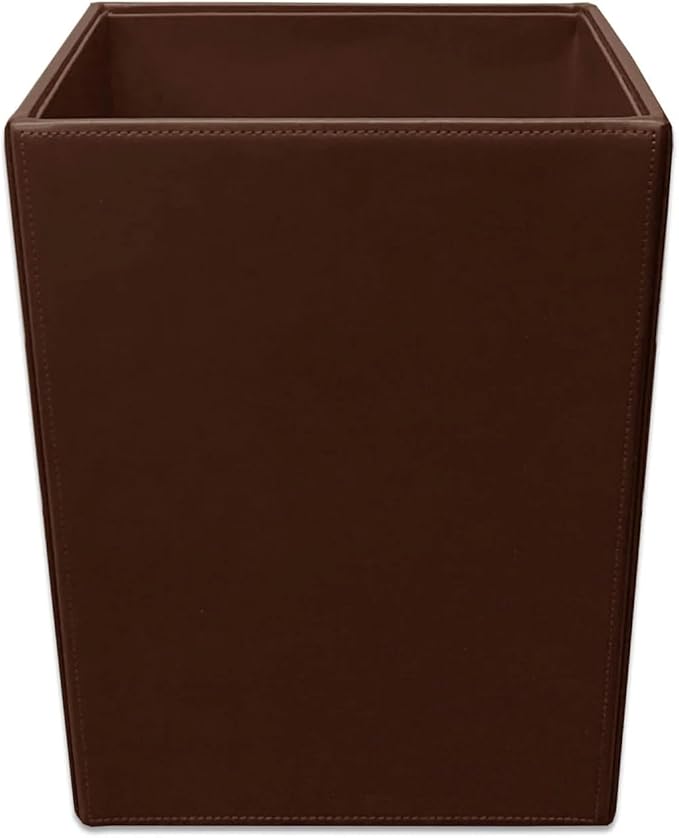Dacasso Bonded Leather Waste Basket - Luxury Waste Basket (Dark Brown 14 QT)