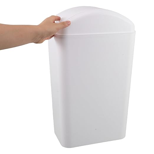 Alipis Plastic Trash Can with Swing Lid Space-Saving Slim Garbage Bin Bathroom Waste Basket Recycling Bin for Kitchen Bathroom Bedroom