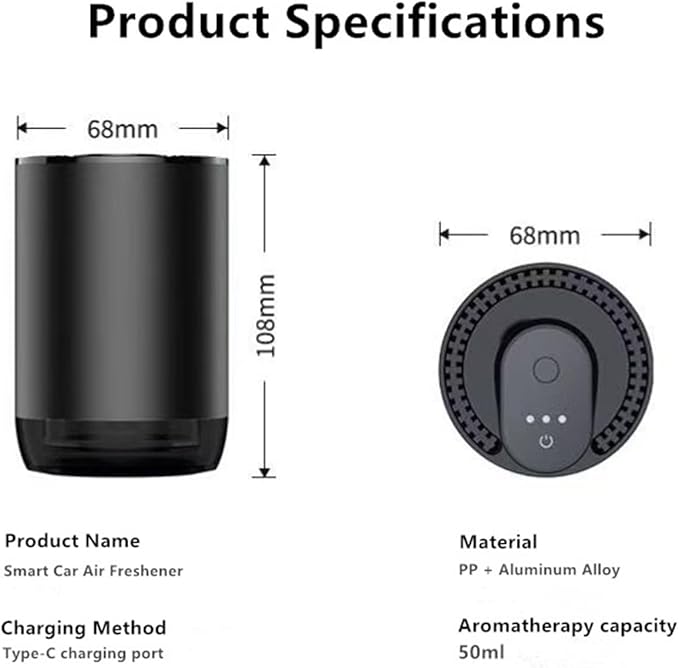 Smart Car Air Freshener 50ML Perfume Ultrasonic Mist Aromatherapy Diffuser Portable Humidifier for Car and Home Use Automatic Start and Stop 3 Modes 4 Freshness Principles(Ancient Dragon)