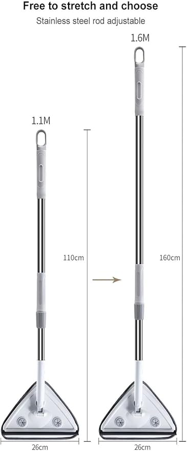 Triangle Glass Wiper Telescopic Rod Windows Cleaning Brush Window Professional Household Tool(4 cloths white2.5m)