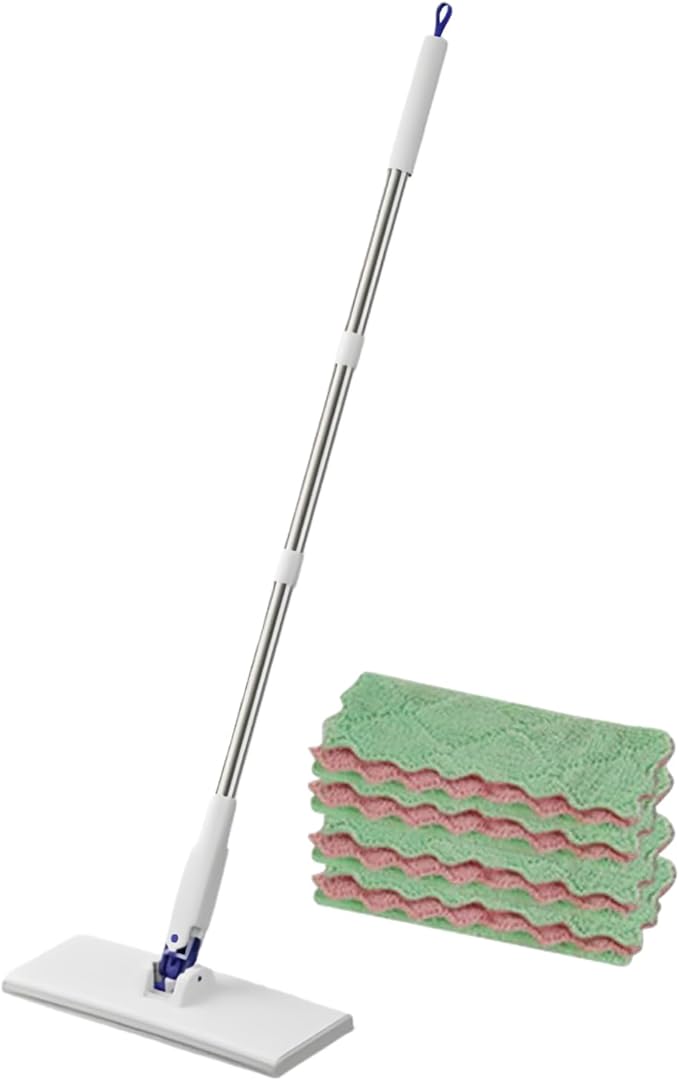 Floor Mop Cleaner Household Cleaning Tools Cloth Clip Mop for Kitchen Bathroom Tile Floors Sturdy Microfiber with Extendable Handle Home Car Apartment Living Room Bedroom Glass Ceiling Cleaning