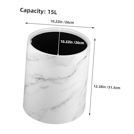 IMIKEYA Marble Pattern Wastebasket Lidless Trash Bin for Home Office Modern Design for Living Room Kitchen Bathroom Versatile Garbage Container for Hotels