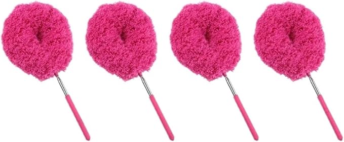 Reusable Microfibre Ceiling Fan Duster Dusting Dust Blade Cleaning Adjustable Length Household Tool(Rose Pink-4PCS)