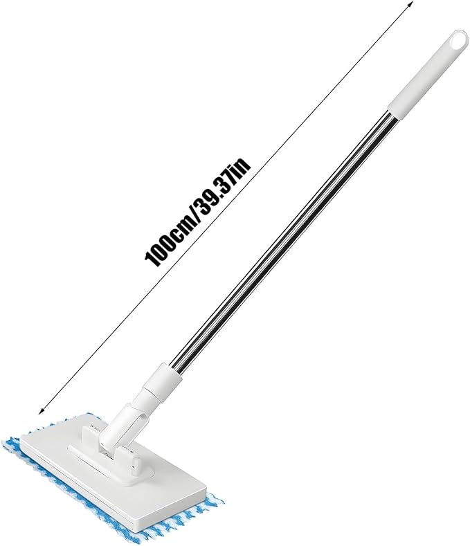 Floor Mop - Retractable Automatic with Reusable Cloths Zero Touch Dust Cleaning Flat Mop for Home Office Apartment Bedroom Kitchen Tiles | Glass Wood Baseboard Effortless Cleaning Tool