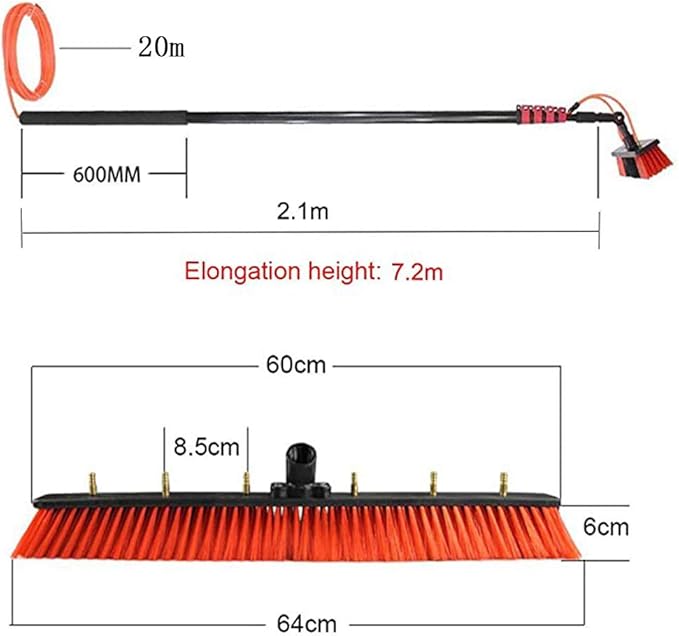 Water Fed Telespole Window Cleaning Extendable Brush Outdoor Window Solar Panel Cleaning High Window Cleaning Tools/7.2M